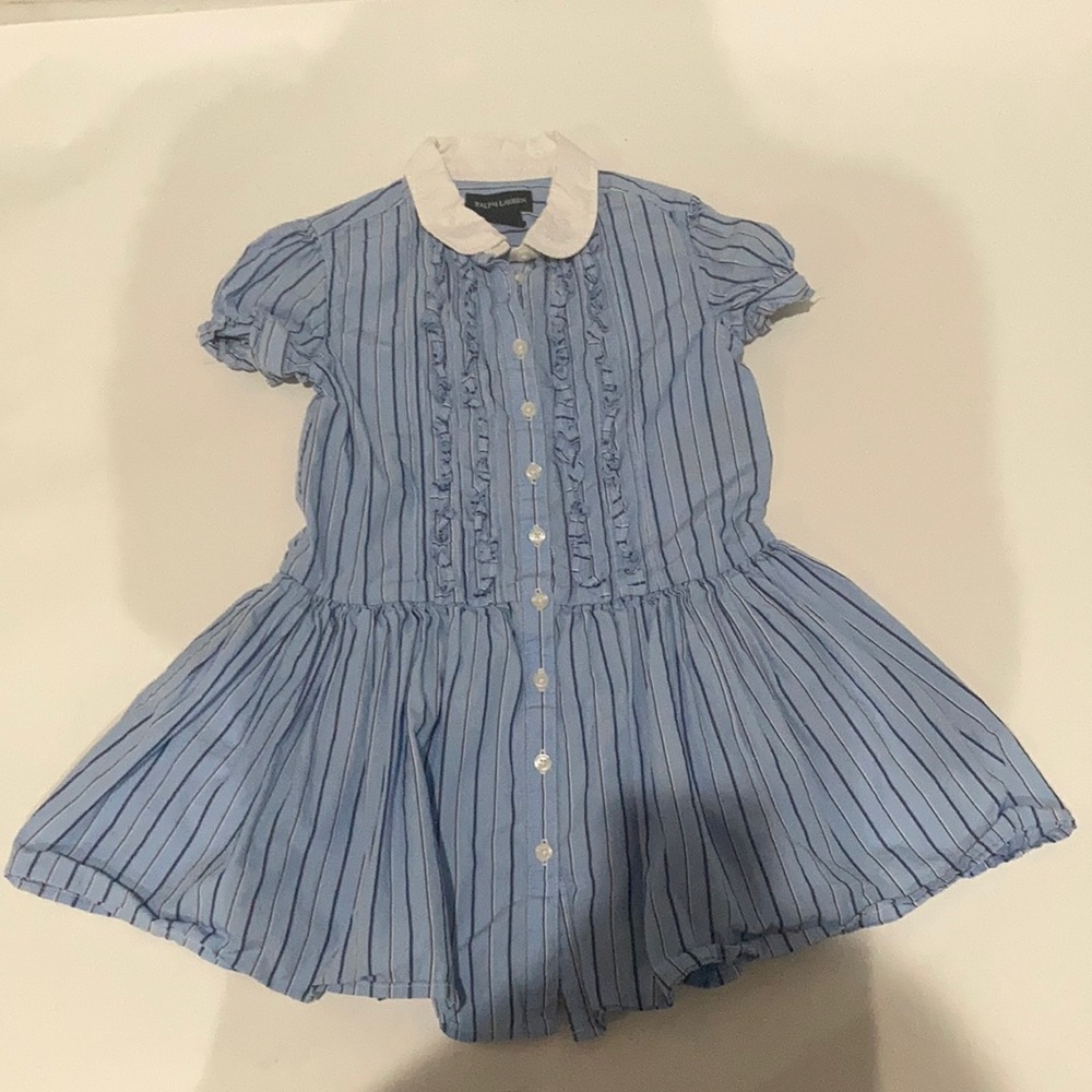 Ralph Lauren Striped Light Blue Girls Dress Sz 5